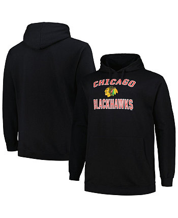 Мужской черный пуловер с капюшоном и логотипом Chicago Blackhawks Big and Tall Arch Profile