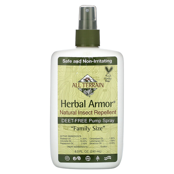 Herbal Armor, Натуральный репеллент от насекомых, спрей для помпы без диэта, 8 жидких унций (240 мл) All Terrain