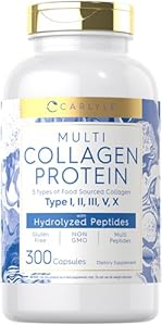 Carlyle Multi Collagen Protein Capsules 2000mg | 300 Count | Type I, II, III, V, X | Collagen Peptide Pills | Keto & Paleo Friendly, Gluten Free, Non-GMO Supplement Carlyle