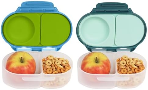 b.box Snack Box for Kids & Toddlers: 2 Compartment Snack Containers, Mini Bento Box, Lunch Box. Leak Proof, BPA free, Dishwasher safe. School Supplies. Ages 4 months+ (Ocean Breeze, 12oz capacity) B.box