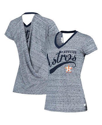 Women's Navy Houston Astros Hail Mary V-Neck Back Wrap T-shirt Touch
