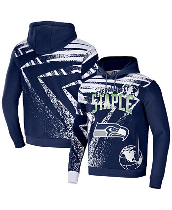 Мужской пуловер с капюшоном и надписью NFL X Staple темно-синего цвета с надписью команды Seattle Seahawks по всей поверхности NFL