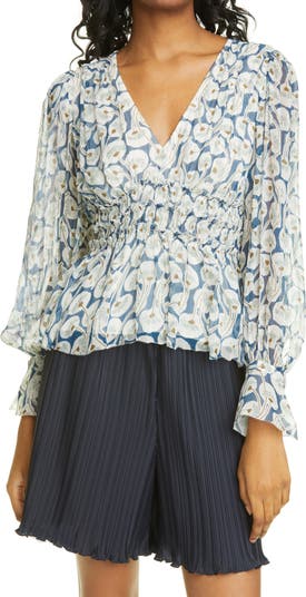 Шелковая блузка с длинным рукавом Deco Fleur Rebecca Taylor