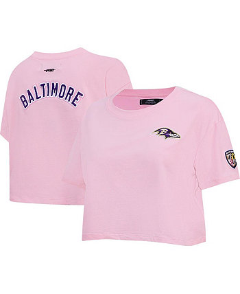 Розовая женская укороченная футболка свободного кроя Baltimore Ravens Pro Standard