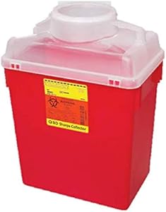 BD Medical Systems 305457 Multi-Use Nestable Sharps Collector, Solid Cap Closure, 6 gal Capacity, 17.5" x 12.5" x 8.5" Size (Pack of 12) BD