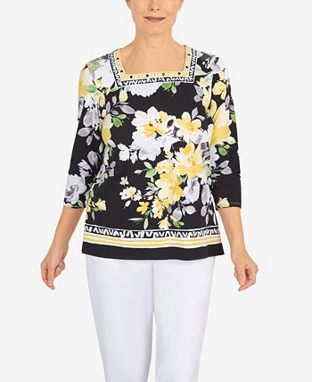 Women's Summer in The City Geo Trim Floral Two for One Top Alfred Dunner