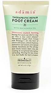 Adamia Therapeutic Repair Foot Cream with Macadamia Nut Oil and Promega-7, 4 Ounce Tube - Fragrance Free, Paraben Free, Non GMO Adamia