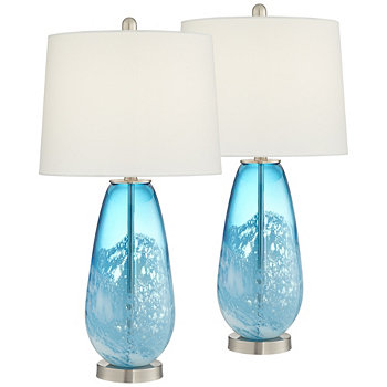 Сине-белые настольные лампы из северного стекла - набор из 2 шт. Pacific Coast