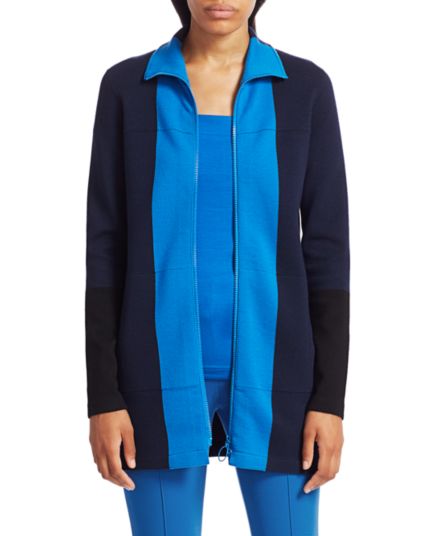 Трикотажная куртка на молнии с цветными блоками Milano из стретч-шерсти Akris punto