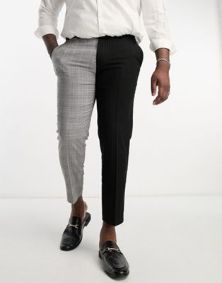 Devils Advocate Plus skinny two pattern suit pants in black  Devils Advocate
