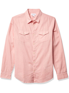 Рубашка на пуговицах из легкого хлопка и льна с длинным рукавом Calvin Klein