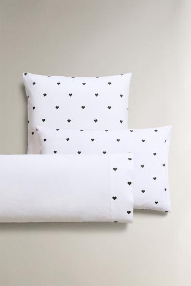 CHRISTMAS HEARTS COTTON PERCALE PILLOWCASE Zara Home