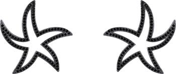 Серьги-гвоздики с блестящей морской звездой из стерлингового серебра с черным родиевым покрытием LaFonn