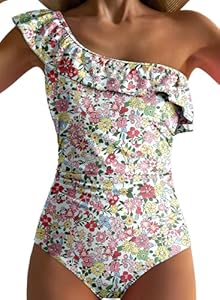 Dokotoo Womens One Piece Swimsuits One Shoulder Ruffle Bathing Suits Dokotoo