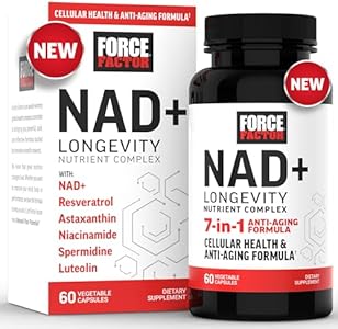 FORCE FACTOR NAD+ (NMN or Nicotinamide Riboside Alternative) with Resveratrol, Astaxanthin, Spermidine & Luteolin Complex, NAD to Support Cellular Health & Healthy Aging, 60 Capsules Force Factor