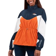Women's G-III 4Her by Carl Banks Orange/Navy Denver Broncos Tie Breaker Lightweight Quarter-Zip Jacket In The Style
