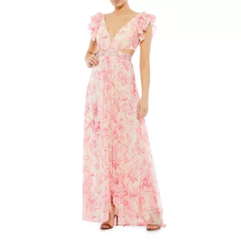 Платье с цветочным принтом MAC DUGGAL