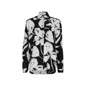 Шелковая рубашка бойфренда с цветочным принтом Michael Kors