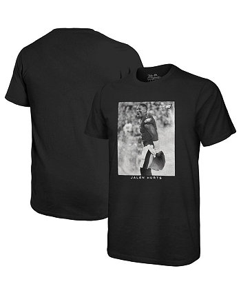 Мужские нитки Jalen Hurts Черная футболка с изображением игрока Philadelphia Eagles Oversized Majestic