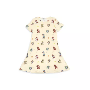 Для маленьких девочек, для маленьких девочек и для маленьких девочек; Платье с короткими рукавами Girl's Bunny Workshop Bellabu Bear