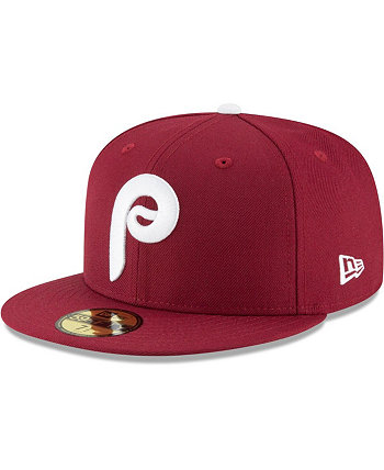 Men's Maroon Philadelphia Phillies Cooperstown Collection Wool 59FIFTY Fitted Hat New Era