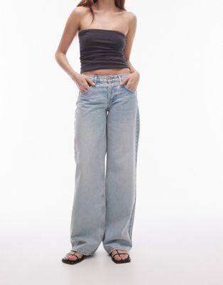 Topshop Ember low rise wide leg jeans in bleach TOPSHOP