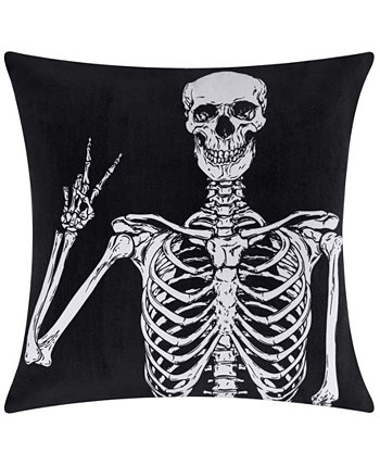 Декоративная подушка «Скелет мира» из бархата на Хэллоуин, 18 x 18 дюймов Edie@Home