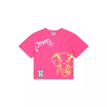 Little Girl's &amp; Girl's Digital Logo T-Shirt KENZO
