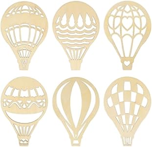 EXCEART Hot Air Balloon Wood Ornament 30pcs Unfinished Wood Balloon Blank Wooden Hot Air Balloon Cutout Pieces Shapes for DIY Craft Art Project Exceart