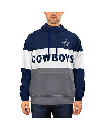 Мужской флисовый пуловер со звездами темно-синего и серого цвета Dallas Cowboys с капюшоном New Era