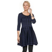 Женское платье-свитер Nina Leonard с геометрическим рисунком и расклешенной юбкой Nina Leonard