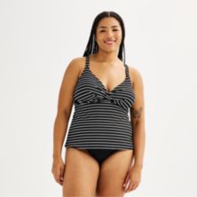 Plus Size Freshwater Molded Cup Twist Front Swim Top Freshwater