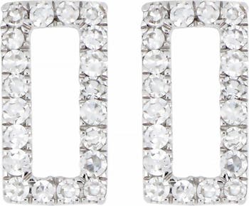 Открытые прямоугольные серьги-гвоздики из стерлингового серебра с бриллиантами — 0,12 карата CARRIERE JEWELRY