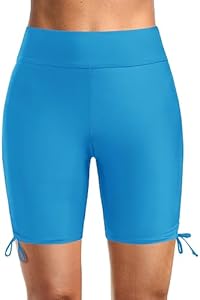 Holipick 7" High Waisted Swim Shorts Biker Short Women Tummy Control Long Bathing Suit Bottoms Boy Shorts Swimsuit Holipick