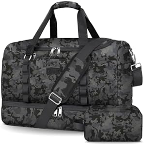 ETRONIK Travel Bag for Men Women, Duffle Bag & Gym Bag with Shoe Compartment, Weekender Overnight Bag with Toiletry Bag, Carry on Bags for Airplane for Travel, Trip, Gym, Yoga, Black Etronik