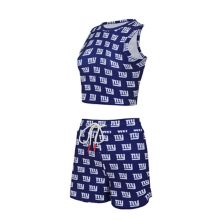 Women's Concepts Sport New York Giants Gauge Allover Print Cropped Tank Top & Shorts Sleep Set Unbranded