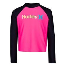 Девочки 7–16 лет Hurley Classic Рашгард с логотипом и графическим логотипом на рукавах реглан Hurley