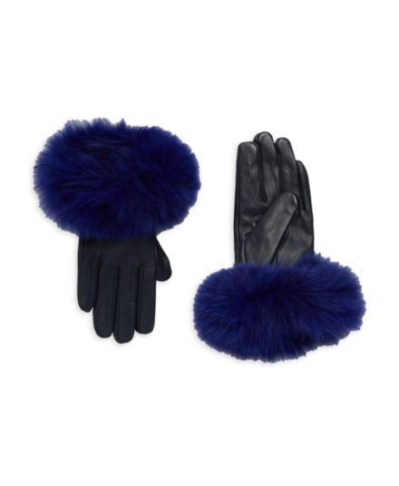 Кожаные перчатки с меховой отделкой лисы La Fiorentina
