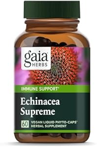 Gaia Herbs Echinacea Supreme - Immune Support Supplement - Echinacea Purpurea and Echinacea Angustifolia Blend to Support Immune System - 30 Vegan Liquid (Жидкость) Phyto-Capsules (Капсулы) (15-Day Supply) Gaia Herbs