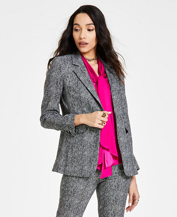 Женский пиджак с узором «елочка» на одной пуговице, созданный для Macy's Bar III
