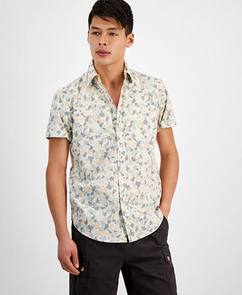 Мужская рубашка Lucas с короткими рукавами и принтом листьев на пуговицах спереди, созданная для Macy's Sun & Stone