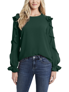 Long Sleeve Blouse with Ruffle Sleeve Detail CeCe