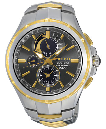 Мужские часы с хронографом на солнечных батареях Coutura с двухцветным браслетом из нержавеющей стали 44 мм SSC376 SEI