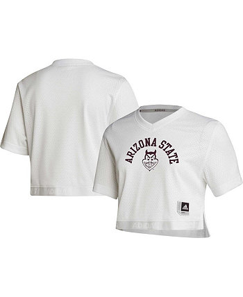 Women's White Arizona State Sun Devils V-Neck Cropped Jersey Adidas