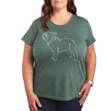 Plus Contour Line French Bulldog Graphic Tee Unbranded