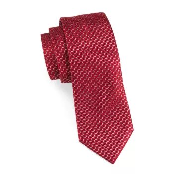 Шелковый жаккардовый галстук с геометрическим рисунком Emporio Armani