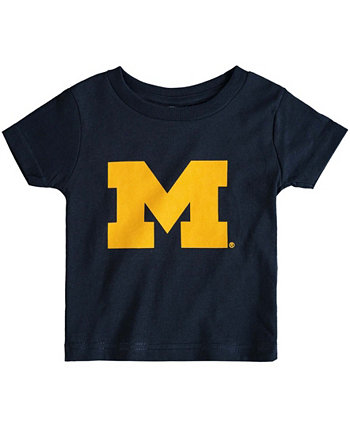 Футболка с большим логотипом Michigan Wolverines темно-синего цвета для мальчиков и девочек Two Feet Ahead