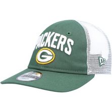 Зеленая/белая кепка New Era для малышей Green Bay Packers Team Title 9FORTY Регулируемая кепка New Era