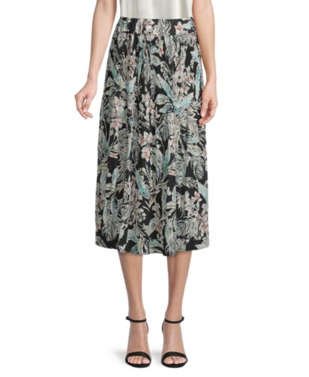 Floral-Print Pleated Skirt Chenault
