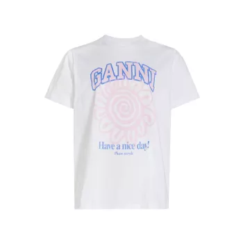 Трикотажная футболка с круглым вырезом с рисунком GANNI